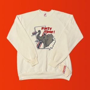 Vintage Jerzees White Sweatshirt GOP Party Time with Original Tags!!!!